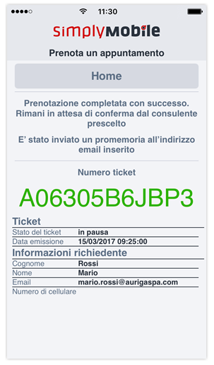 screenshot funzione prenotazione appuntamento